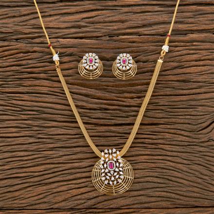 Cubic Zirconia Classic Pendant Set With 2 Tone Plating