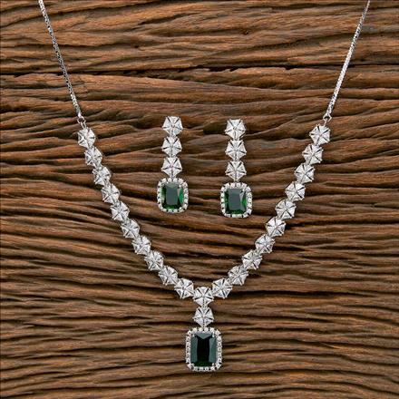 Cz Classic Necklace With Rhodium Plating