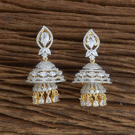 Cubic Zirconia Classic Jhumki With Black 2 Tone Rhodium Plating