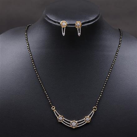 Cubic Zirconia Classic Mangalsutra With Gold Rhodium 2 Tone Plating
