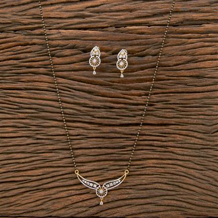 Cubic Zirconia Classic Mangalsutra With 2 Tone Rhodium Gold Plating