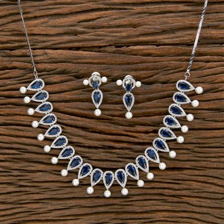 Cubic Zirconia Moti Necklace With Rhodium Plating