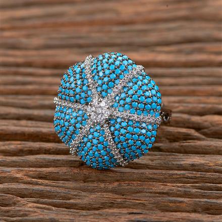 Cubic Zirconia Adjustable Ring With Black Plating