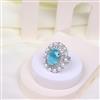 Cubic Zirconia Adjustable Ring With Rhodium Plating
