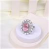 Cubic Zirconia Adjustable Ring With Rhodium Plating