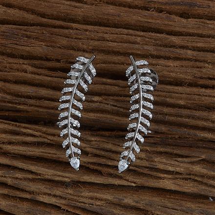 Cubic Zirconia Classic Earring With Black 2 Tone Rhodium Plating