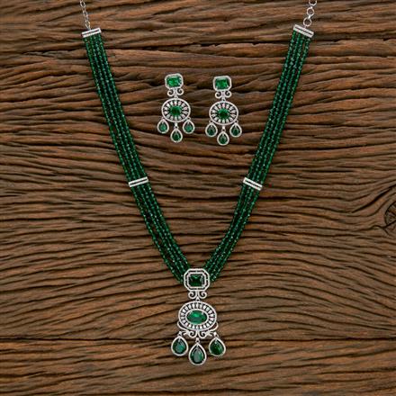 Cubic Zirconia Bandhai Pendant Set With Rhodium Plating