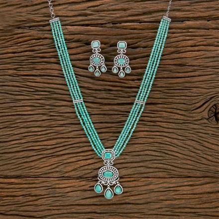 Cubic Zirconia Bandhai Pendant Set With Rhodium Plating