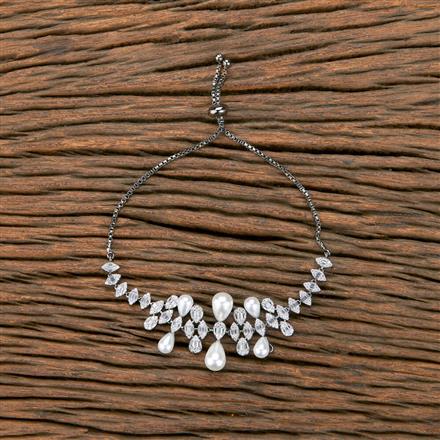 Cubic Zirconia Adjustable Bracelet With Black 2 Tone Rhodium Plating