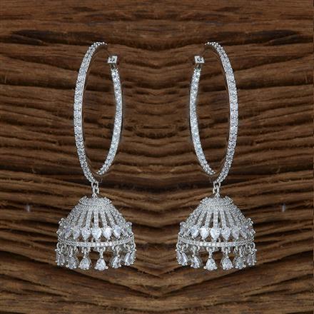 Cubic Zirconia Classic Jhumki With Rhodium Plating
