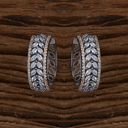 Cubic Zirconia Classic Bali With Black Rose 2 Tone Rhodium Plating