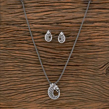 Cubic Zirconia Classic Pendant Set With Black Plating