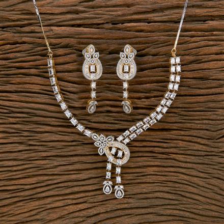 Cubic Zirconia Classic Necklace With 2 Tone Rhodium Plating