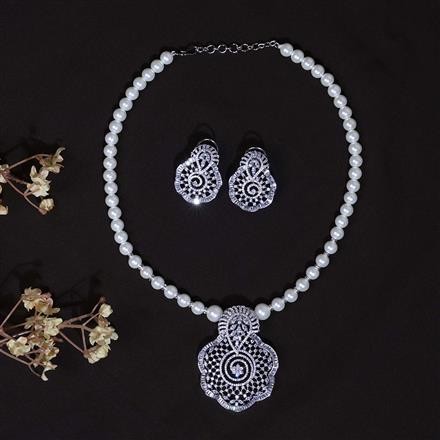 Cubic Zirconia Classic mala necklace With 2 Tone Rhodium Plating