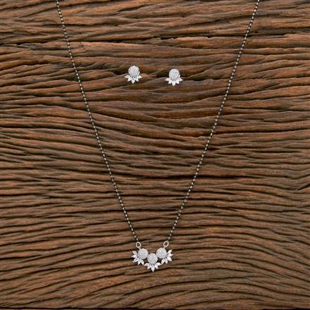 Cubic Zirconia Classic Mangalsutra With Rhodium Plating