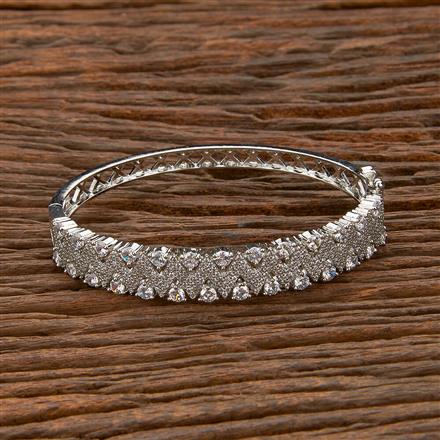 Cubic Zirconia Classic Kada With 2 Tone Rhodium Plating