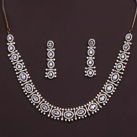 Cubic Zirconia Classic Necklace With 2 Tone Rhodium Plating