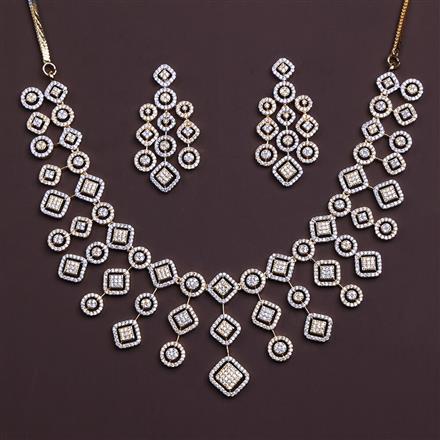 Cubic Zirconia Classic Necklace With 2 Tone Rhodium Plating