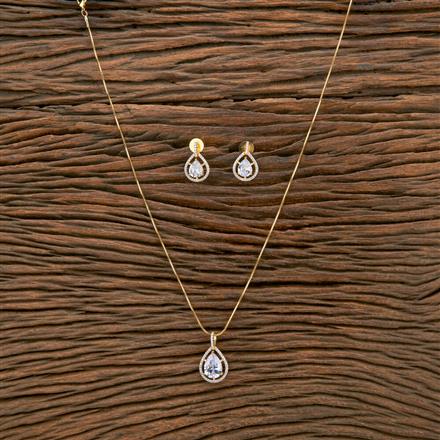 Cubic Zirconia Classic Pendant Set With 2 Tone Plating