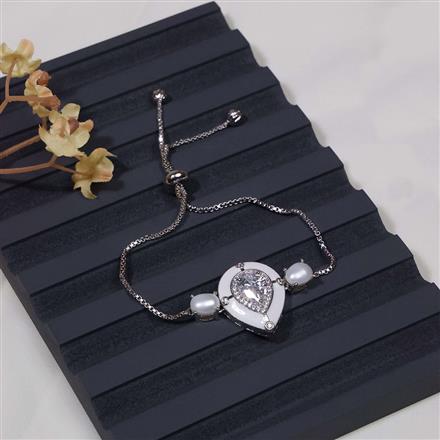 Cubic Zirconia Meenakari Bracelet With Rhodium Plating