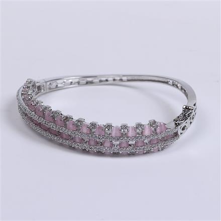 Cubic Zirconia Classic Kada With Rhodium Plating
