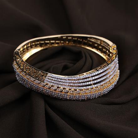 Cubic Zirconia Classic Kada With Black 2 Tone Rhodium Plating