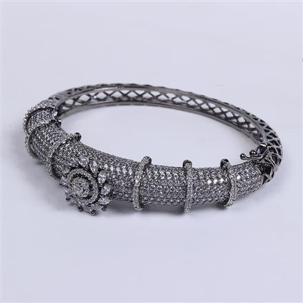 Cubic Zirconia Nano Stone Kada With Black Plating