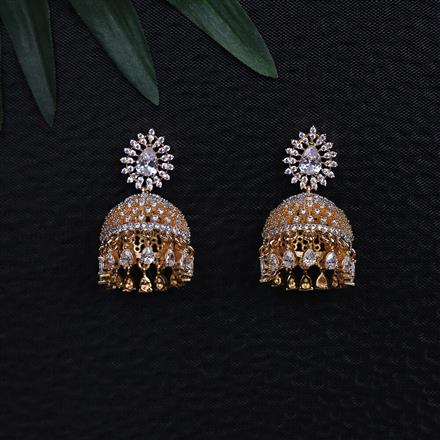 Cubic Zirconia Classic Jhumki With 2 Tone Rhodium Plating