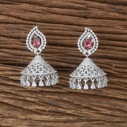Cubic Zirconia Classic Jhumki With Rhodium Plating