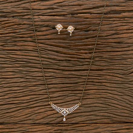 Cubic Zirconia Classic Mangalsutra With 2 Tone Rhodium Plating