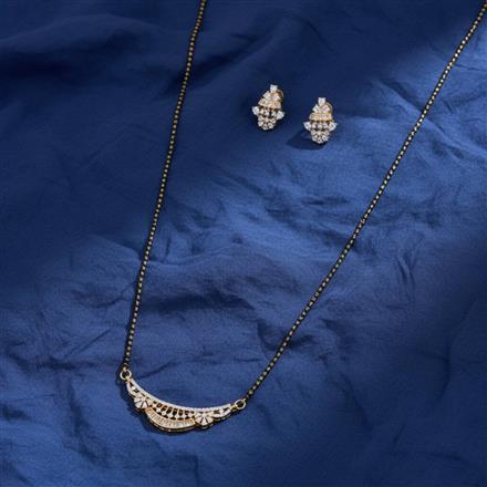 Cubic Zirconia Classic Mangalsutra With 2 Tone Rhodium Plating