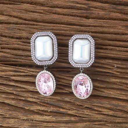 Cubic Zirconia Moti Earring With Black Rose Plating