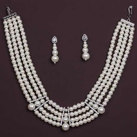 Cubic Zirconia Classic Mala Necklace With Rhodium Plating