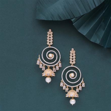 Cubic Zirconia Classic Jhumki With 2 Tone Plating