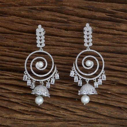 Cubic Zirconia Classic Jhumki With Rhodium Plating