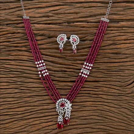 Cubic Zirconia Classic Mala Necklace With Rhodium Plating