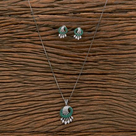 Cubic Zirconia Nano Stone Pendant Set With Black Plating