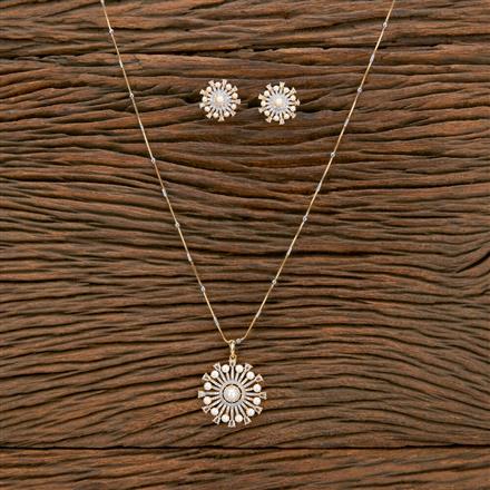 Cubic Zirconia Classic Pendant Set With 2 Tone Plating