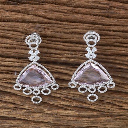 Cubic Zirconia Classic Earring With Rhodium Plating