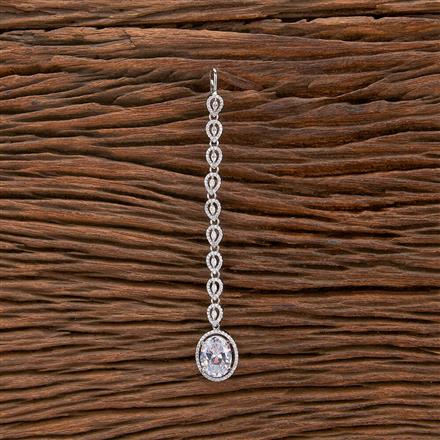 Cubic Zirconia Classic Tikka With Rhodium Plating