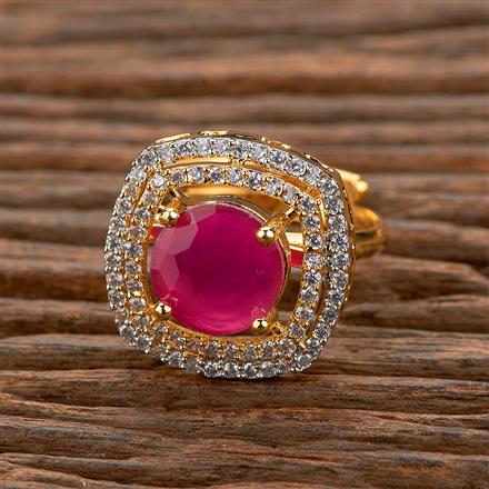 Cubic Zirconia Adjustable Ring With 2 Tone Plating