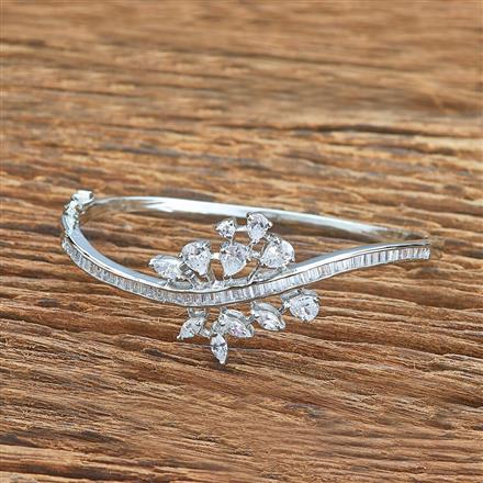 Cubic Zirconia Classic Kada With Rhodium Gold Plating