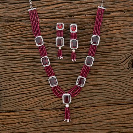 Cubic Zirconia Bandhai Necklace With Rhodium Plating