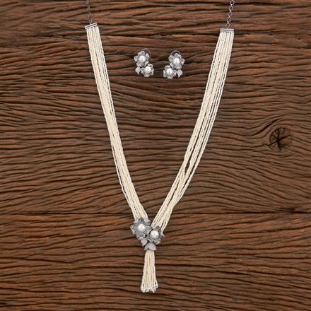 Cubic Zirconia Bandhai Necklace With Black Plating