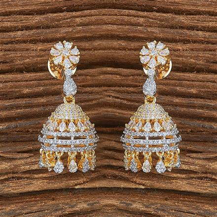 Cubic Zirconia Classic Jhumki With 2 Tone Rhodium Plating
