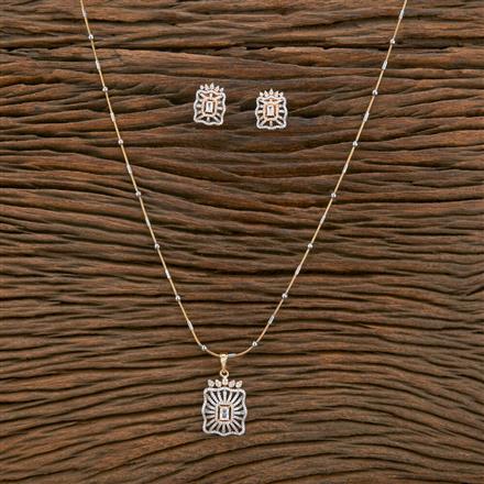 Cubic Zirconia Classic Pendant Set With 2 Tone Plating