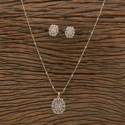 Cubic Zirconia Classic Pendant Set With 2 Tone Plating