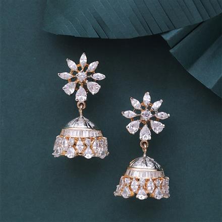 Cubic Zirconia Classic Jhumki With Rhodium Plating