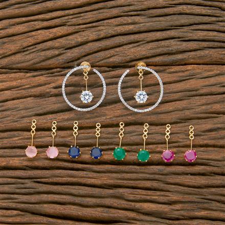 Cubic Zirconia Classic Earring With 2 Tone Rhodium Plating