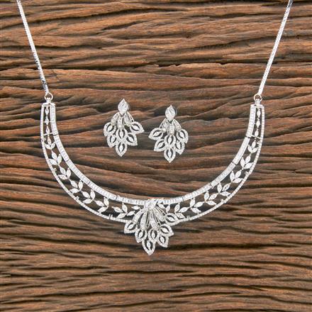 Cubic Zirconia Classic Necklace With 2 Tone Rhodium Plating